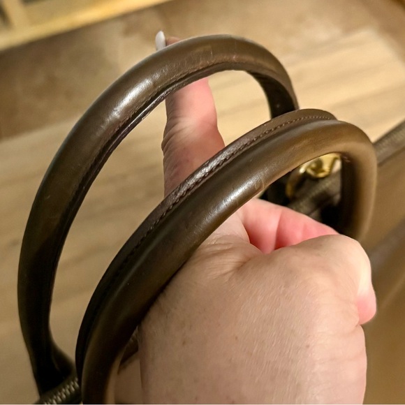 Salvatore Ferragamo Brown Calfskin Leather Studded Gancini Top Handle Bag - Picture 11 of 14